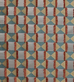 Charleston Fabric by James Hare Teal/Orange