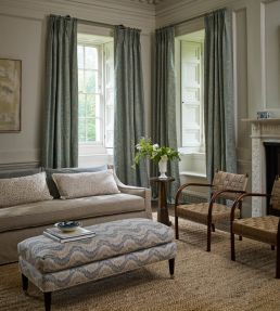 Knole Damask Fabric by Zoffany Stockholm Blue