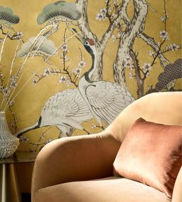 Kyoto Blossom Mural by 1838 Wallcoverings Golden Yellow