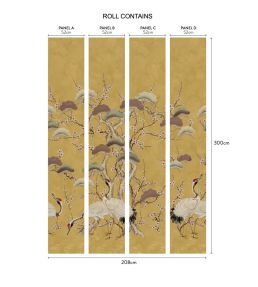 Kyoto Blossom Mural by 1838 Wallcoverings Golden Yellow