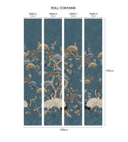 Kyoto Blossom Mural by 1838 Wallcoverings Prussian Blue