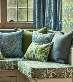 Monkshood Fabric by Morris & Co Cobalt/Goblin Green