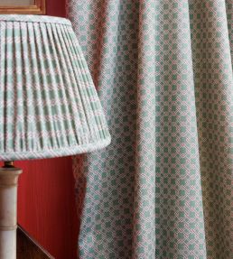 Lattice Cane Fabric by Barneby Gates Olive/Red