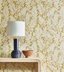 Laurel Leaf Wallpaper by 1838 Wallcoverings Ochre