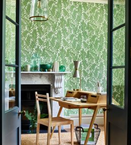 Laurel Leaf Wallpaper by 1838 Wallcoverings Verde