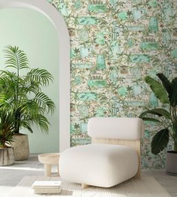 Lido Wallpaper by Brand McKenzie Palm Green