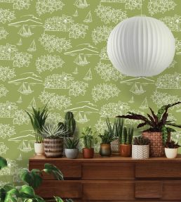 Limoneto Wallpaper by Mini Moderns Asparagus