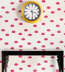 Lips Wallpaper by Barneby Gates Red on Cream