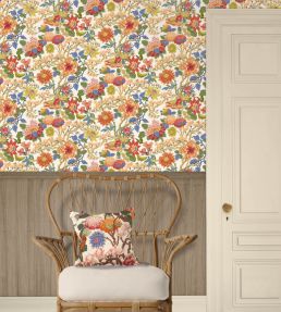 Little Magnolia Wallpaper by GP & J Baker Charcoal/Jewel