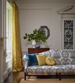 Long Gallery Brocade Fabric by Zoffany Teal/Gold