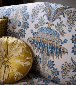 Long Gallery Brocade Fabric by Zoffany Teal/Gold