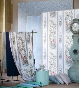 Marsden's Palm Damask Wallpaper by Zoffany Blue Stone