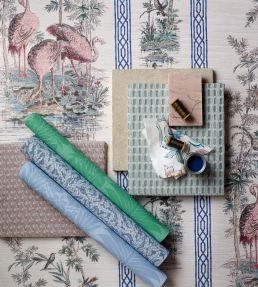 Marsden's Palm Damask Wallpaper by Zoffany Blue Stone