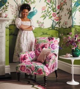 Marsha Velvet Fabric by Harlequin Aqua / Peony / Magenta