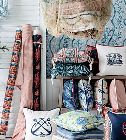 Mediterraneo Ikat Fabric by MINDTHEGAP Indigo Red