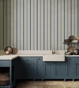 Melbourne Stripe Wallpaper by GP & J Baker Green/Blue