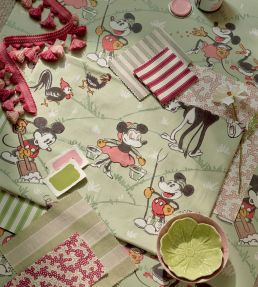 Mickey At the Farm Fabric by Sanderson Macaron Green