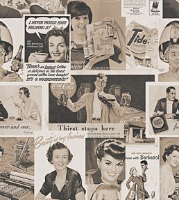 Retro Ads Wallpaper by MINDTHEGAP Sepia