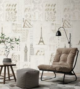 Grand Eiffel Mural by MINDTHEGAP Brown,Taupe