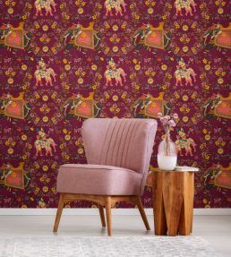 Aristocracy Wallpaper by MINDTHEGAP Black, Mauve, Red, Yellow