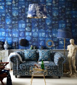 Aizome Collage Wallpaper by MINDTHEGAP Indigo