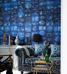 Aizome Collage Wallpaper by MINDTHEGAP Indigo