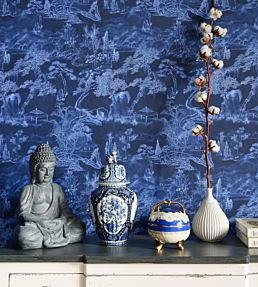 Asian Scenery Wallpaper by MINDTHEGAP Indigo