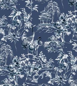 Ming Pagoda Wallpaper by Coordonne Navy