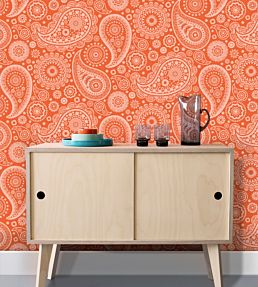 Paisley Crescent Wallpaper by Mini Moderns Pale Verdigris