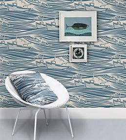 Whitby Wallpaper by Mini Moderns Washed Denim