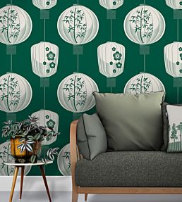 Lucky Lantern Wallpaper by Mini Moderns Winter Plum