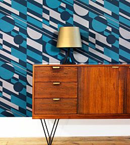 P.L.U.T.O Wallpaper by Mini Moderns Tangerine Dream & Silver