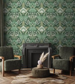 Mirk Wallpaper by Woodchip & Magnolia Moss Green