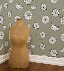Dandelion Mobile Wallpaper by MissPrint French Grey with White