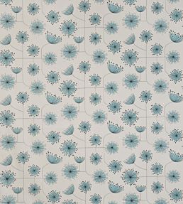 Dandelion Mobile Fabric by MissPrint Porcelain with Powder Blue