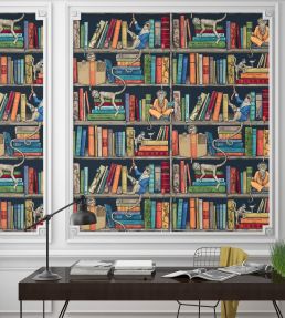 Monkey Library Wallpaper by Brand McKenzie Colourful Blue