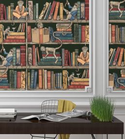 Monkey Library Wallpaper by Brand McKenzie Traditional Green