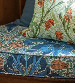Monkshood Fabric by Morris & Co Tangerine/Sage