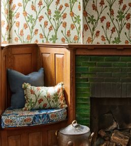 Monkshood Wallpaper by Morris & Co Tangerine/Sage