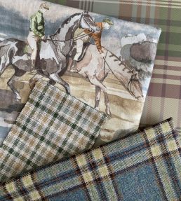 Babington Check Fabric by Mulberry Home Red/Blue