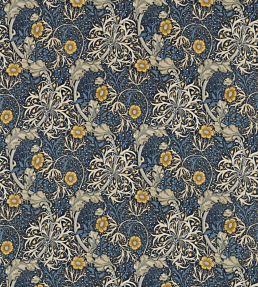 Morris Seaweed Fabric by Morris & Co Ink/Woad