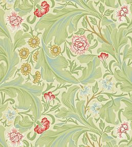 Leicester Wallpaper by Morris & Co Green/Coral