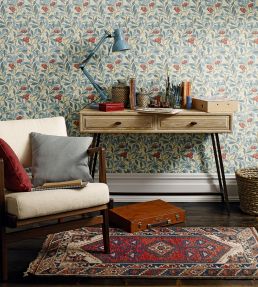 Arbutus Wallpaper by Morris & Co Woad/Russet