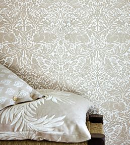 Pure Brer Rabbit Wallpaper in Gilver by Morris & Co | Jane Clayton