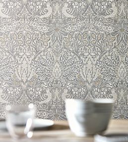 Pure Dove & Rose Wallpaper by Morris & Co Cloud Grey