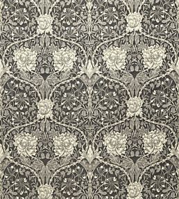 Honeysuckle and Tulip Velvet Fabric by Morris & Co Black Walnut/Stone