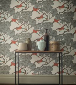 Flying Ducks Wallpaper by Mulberry Home Coral/Clay