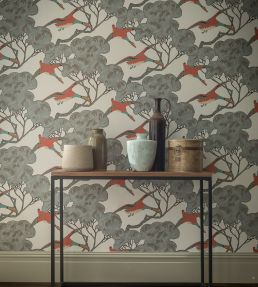 Flying Ducks Wallpaper by Mulberry Home Slate Blue