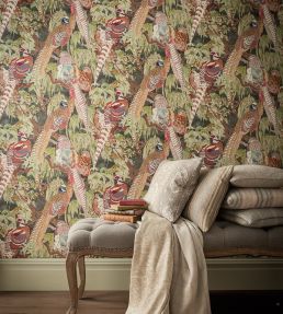 Game Birds Wallpaper by Mulberry Home Charcoal