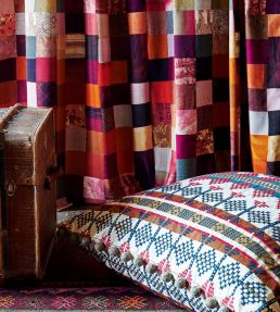 Saddle Blanket Fabric by Mulberry Home Indigo/Red
